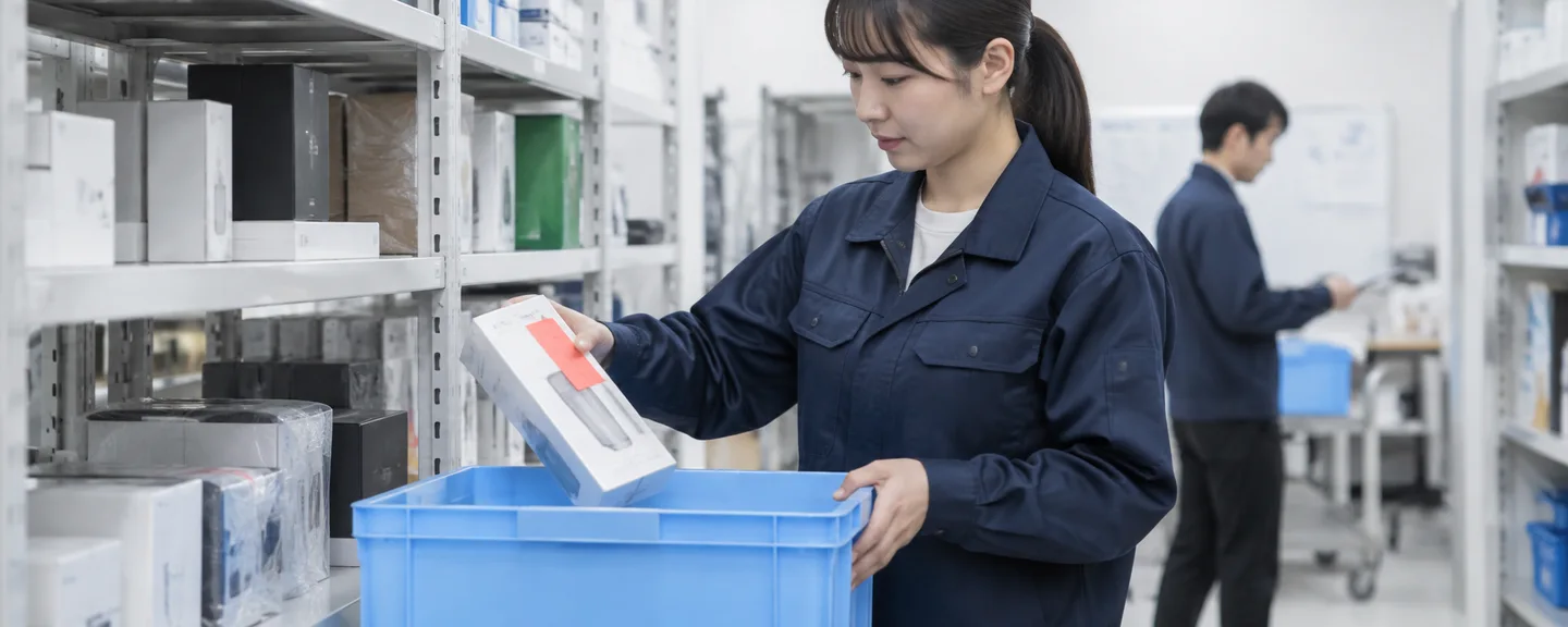 入荷した商品のブランド表記を確かめる